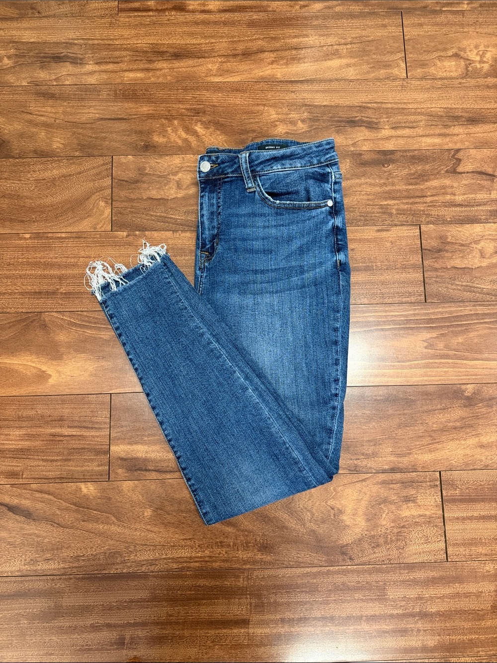 Judy Blue Dark Blue Frayed Hem Skinny Jeans